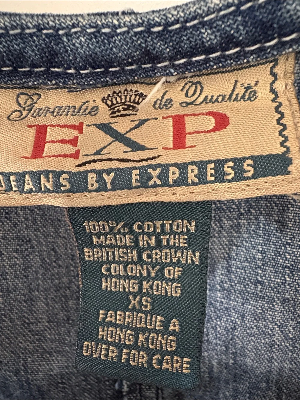 Vtg 90s EXP Jeans by Express Denim Jumper Dress Mini XS Hong Kong Tag